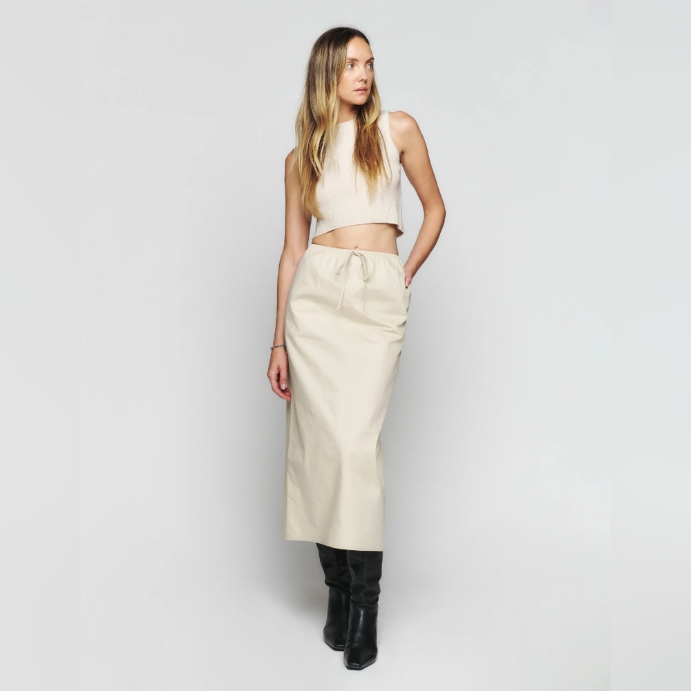 NWT Reformation Midi Tie Waist Skirt - Oat - Medium